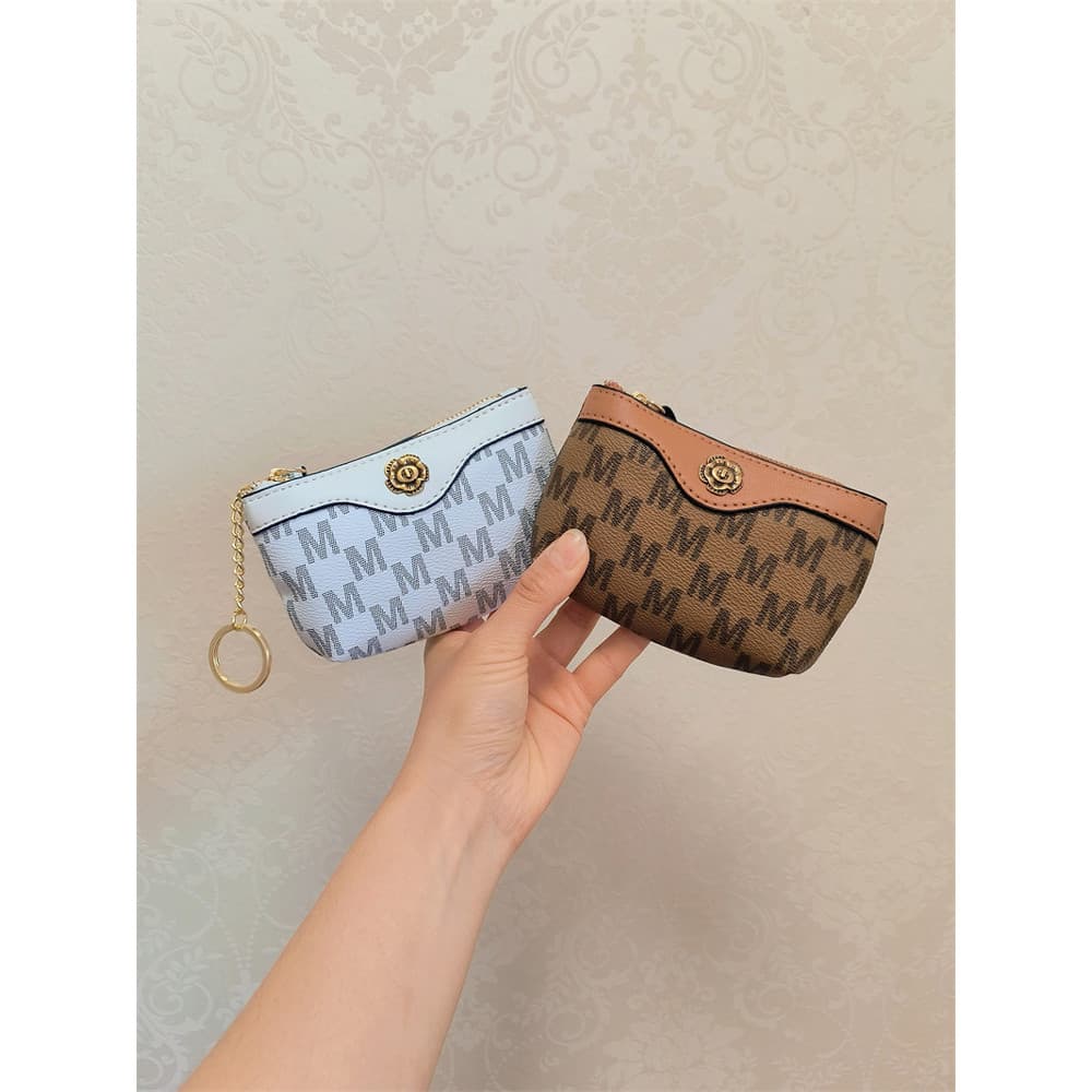 Bolsa de moedas com zíper de couro macio High-End requintado caso chave Mini carteira saco de armazenamento de moedas pe