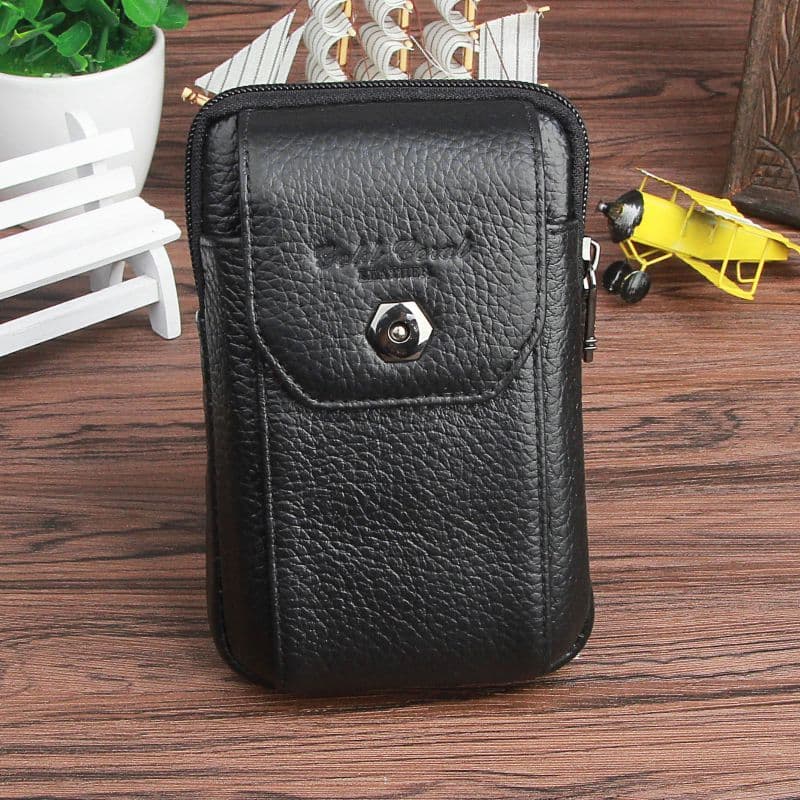 Bolsa de cintura de couro Coral dourado masculina 19/20cm 21cm tela grande bolsa para celular usando cinto bolsa de cint