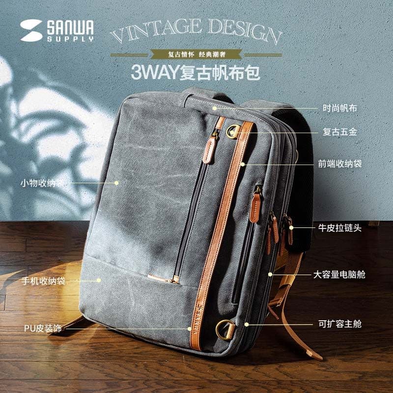 Japão montanha indústria lona computador saco Retro Casual mensageiro mochila portátil saco de negócios 15.6/17 Oxford