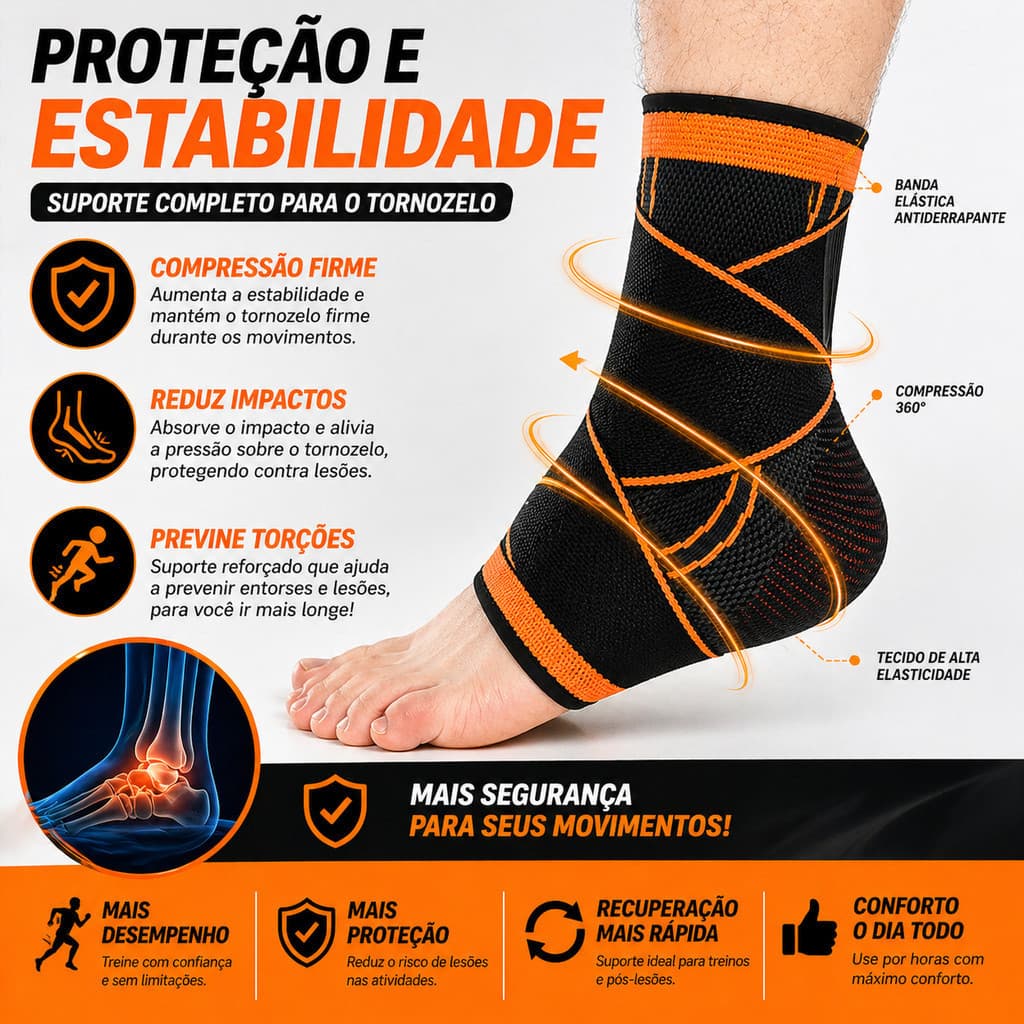 Kit 2 Tornozeleiras de Compressão Esportiva Ajustável para Academia Corrida e Fitness ANJGG BRASIL