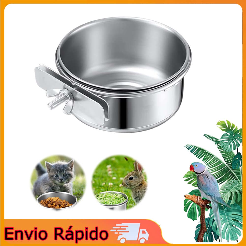 Pombo, papagaio alimentador de aço inoxidável alimentador de pequenos animais