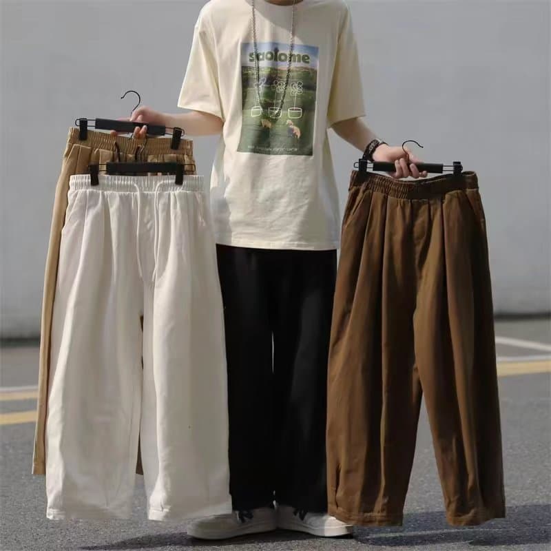 Macacão masculino Street Wear primavera em linha reta solto All-Match tornozelo comprimento calças ins estilo Hong Kong