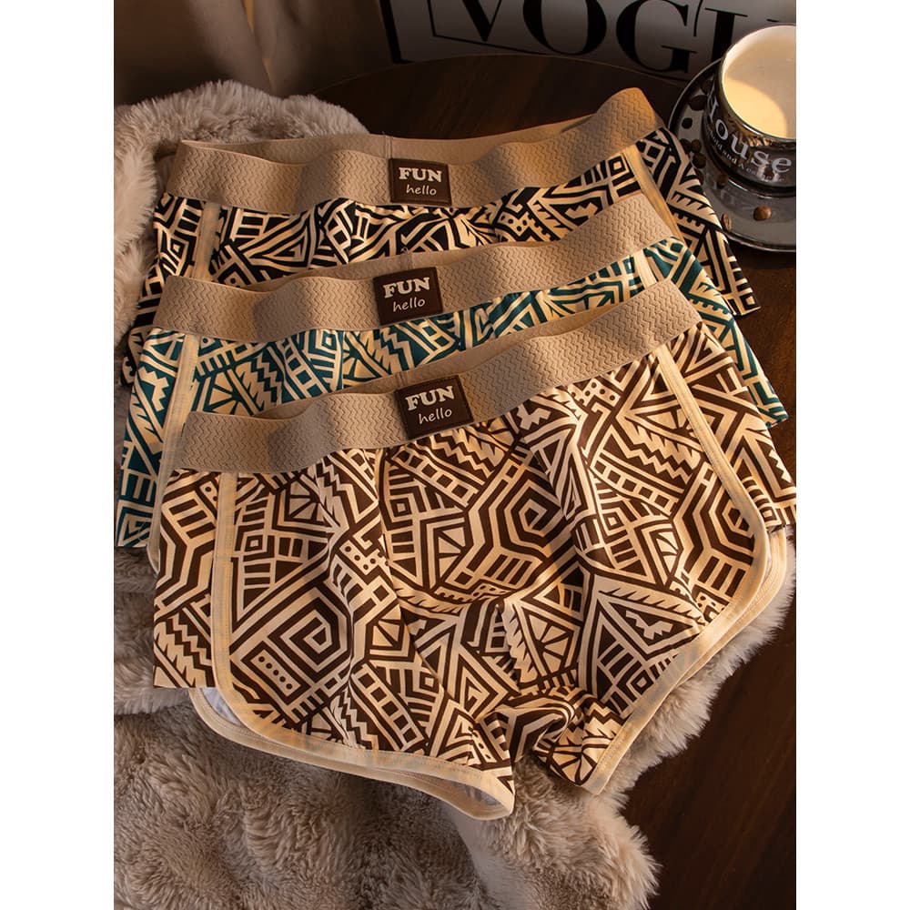 Estilo étnico roupa interior masculina algodão na moda confortável respirável moda geométrica Retro Maya Totem Boxer Sho
