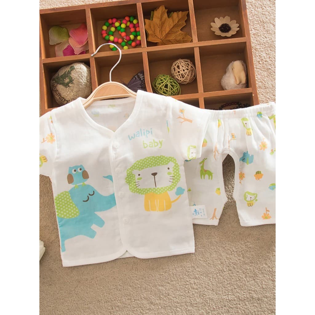 Verão roupas de bebê puro algodão gaze terno de manga curta 1-2 anos de idade bebê meia manga aberta virilha Shorts de d