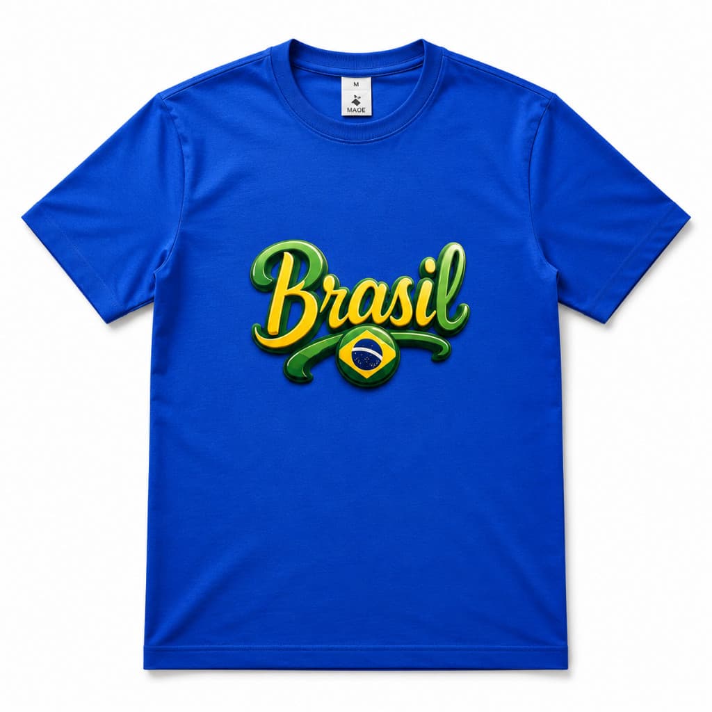 Camiseta Brasil Masculina 100% Algodão BRASIL Estampada Premium Casual Azul Verde Amarela