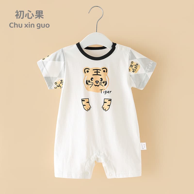 Recém-nascido masculino feminino roupas de bebê puro algodão estilo fino verão macacão de manga curta bebê bonito dos de