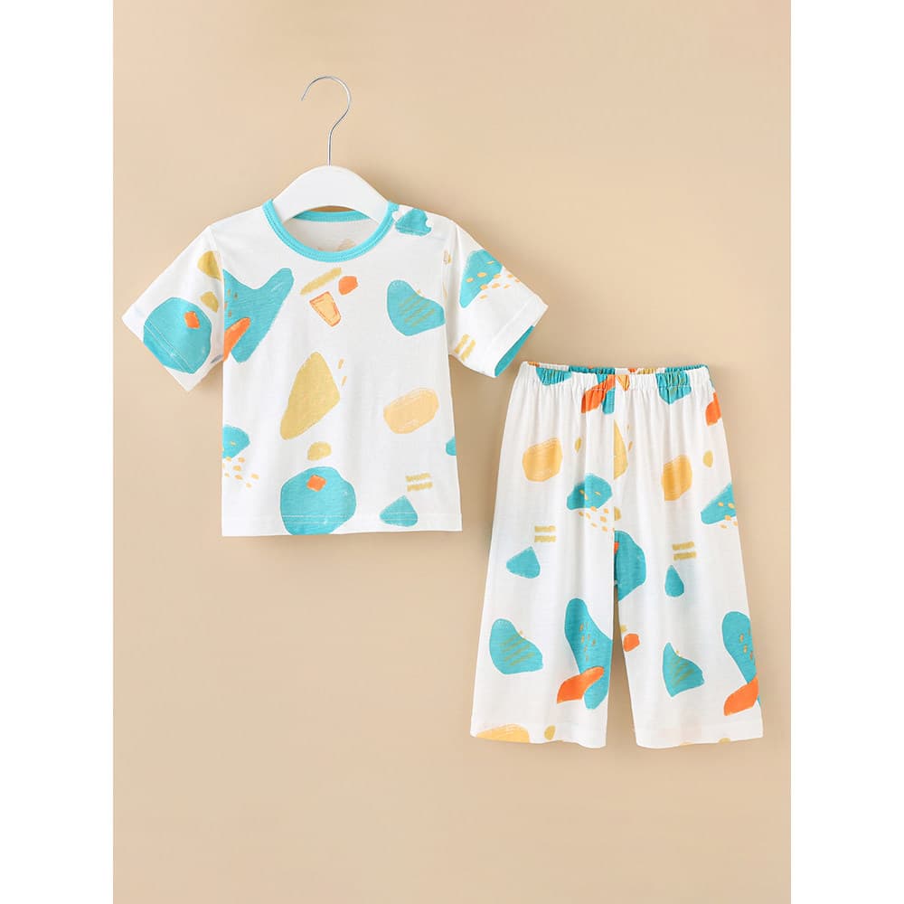 Fino verão masculino feminino bebê ar condicionado roupas dividir desossado de manga curta calças cortadas terno de duas