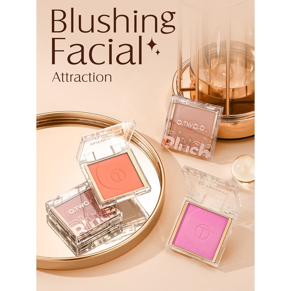 O.TWO.O Blush Monocromático Natural Laranja Hold Maquiagem Ruddy Melhorar Tez Rouge Matte Portátil Blush Paleta Reparado