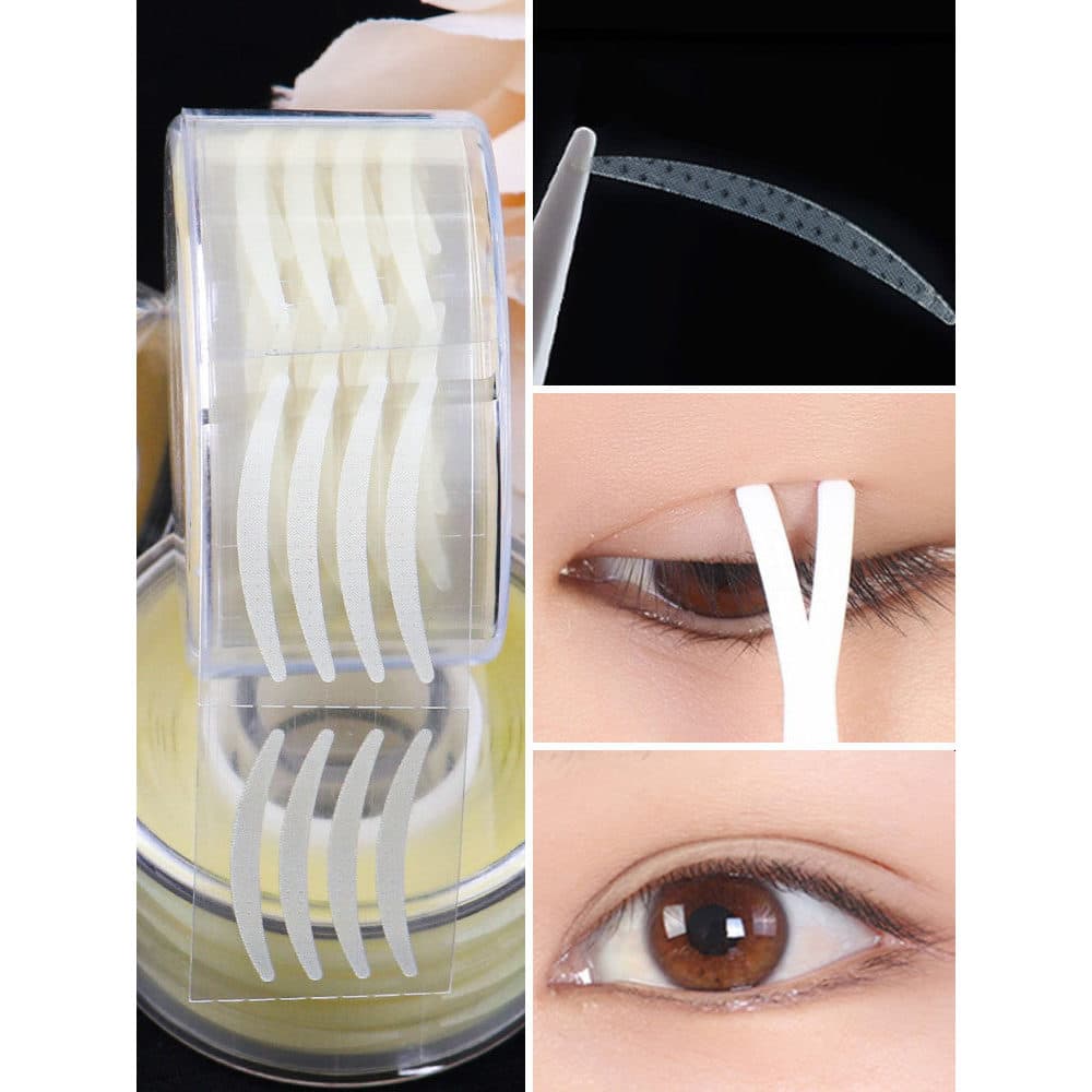 Adesivo de pálpebra dupla em forma de crescente cor de carne invisível Natural transparente fosco sem marcação forte ade