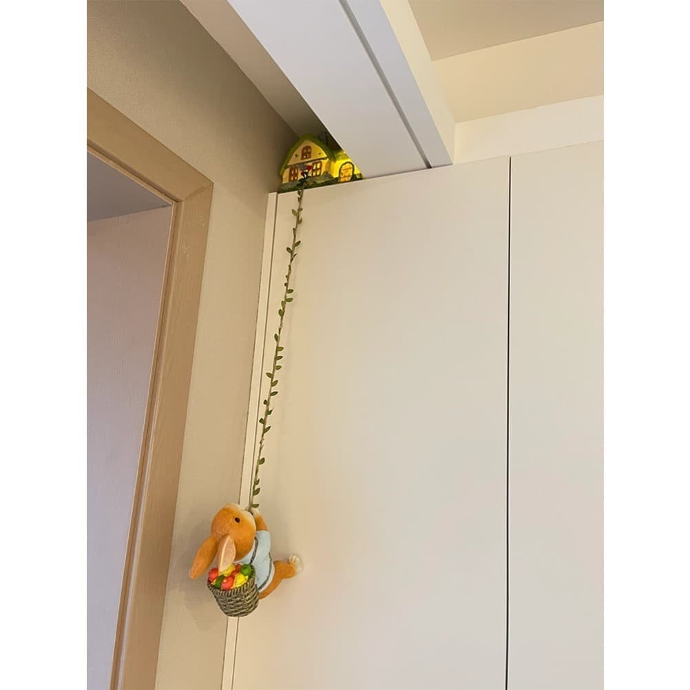 Bonito escalada Rattan coelho pingente decorações para casa ornamentos escalada pequeno Animal fundo parede pendurado Bo