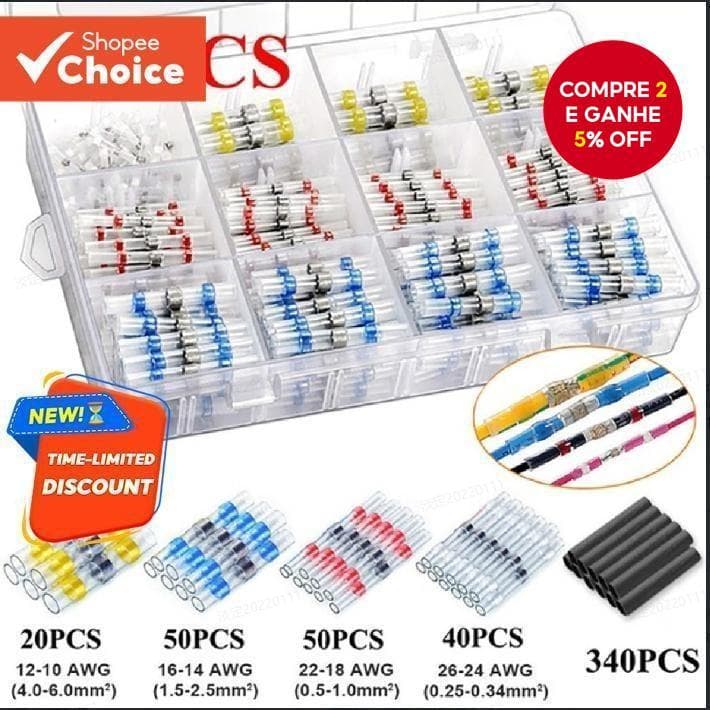 Um Pacote 500 Peças Kit De Conector De Fio De Vedação De Solda , Terminais Termo Retráteis Para Fiação Elétrica Automoti