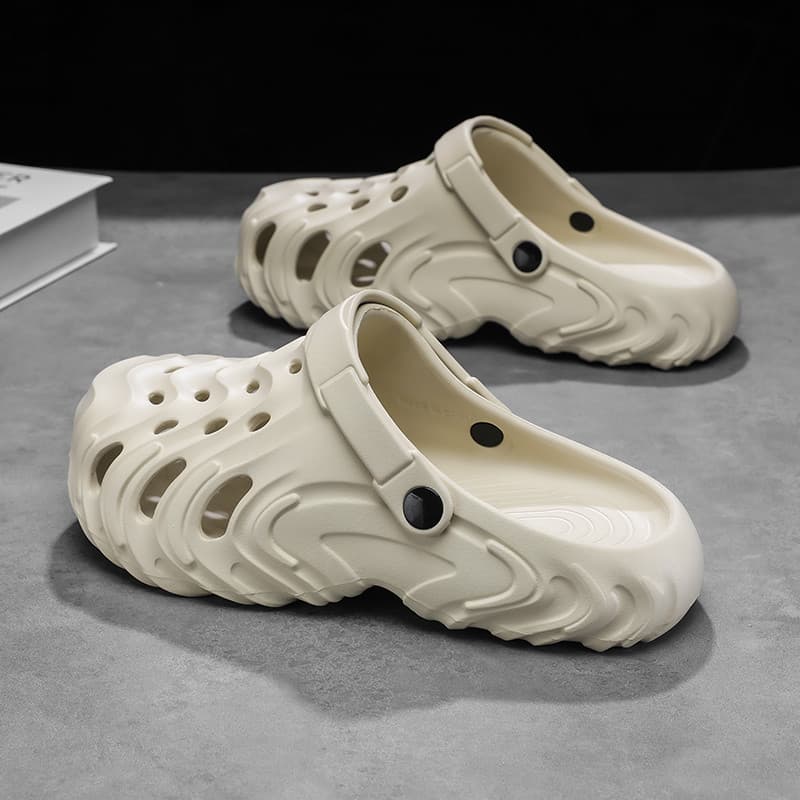 Buraco sapatos masculinos verão exterior usar merda-piso de sola grossa antiderrapante Baotou chinelos masculinos casuai