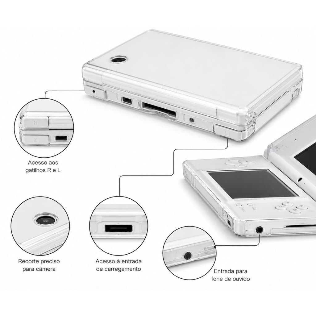 Case Nintendo DSi Transparente Acrílico Resistente Anti Risco