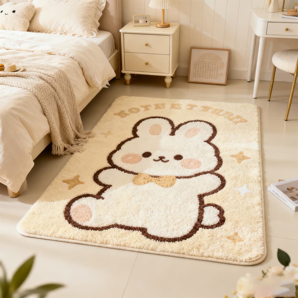 Estilo creme dos desenhos animados tapete quarto das crianças cobertor de cabeceira bonito casa Bay janela varanda Anti-