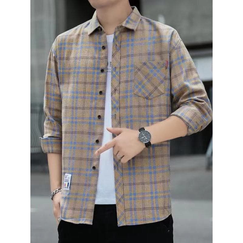 Camisa estilo hong kong masculina de manga comprida 2025 primavera outono versão coreana jaqueta solta Casual na moda es