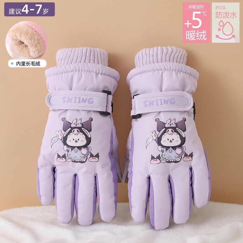 Crianças crianças luvas de esqui inverno forro de lã espessamento quente à prova de vento inverno jogar neve à prova dwa