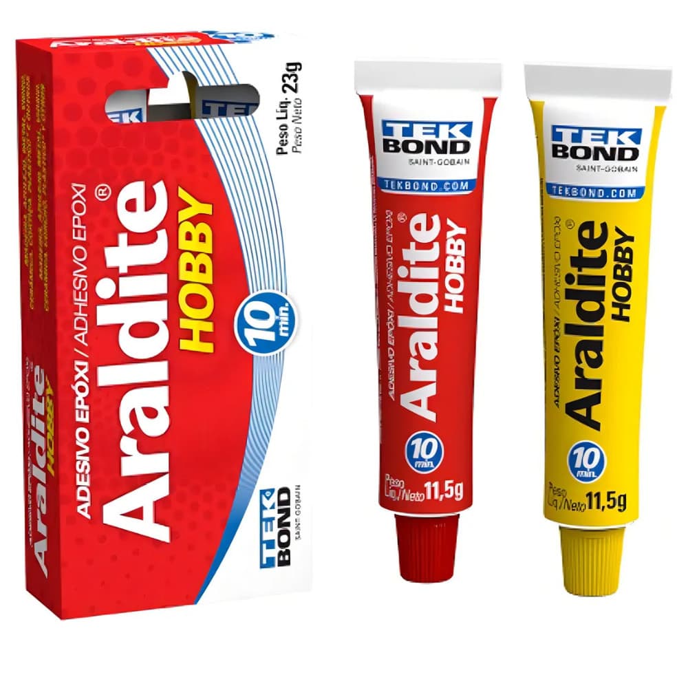 Araldite vermelha Hobby Cola Epóxi 10 Minutos 23 Gramas Tek Bond