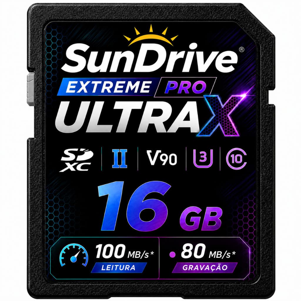 Cartão de Memória SD 16GB Alta Velocidade para Fotos Vídeos Full HD e Notebook