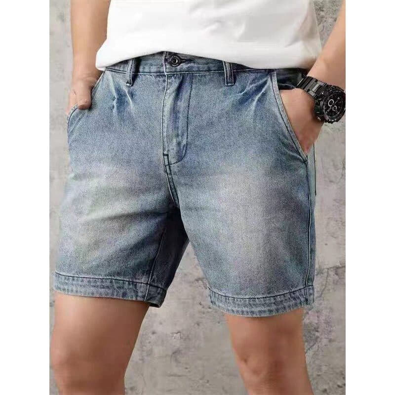 Americano Retro lavado angustiado Denim Shorts masculino verão Street Wear solto em linha reta Casual All-Match calças d