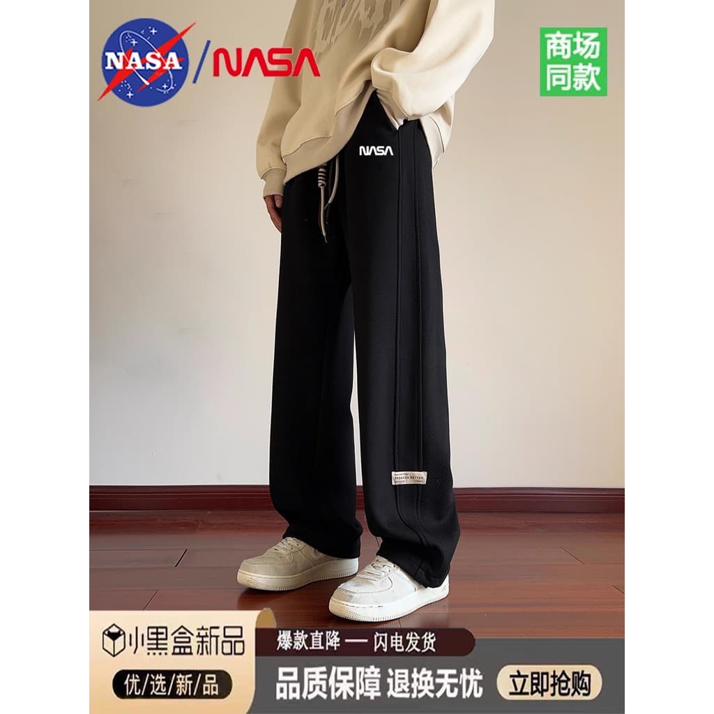 NASA primavera outono novo estilo esportes calças casuais masculinas Street Wear em linha reta perna larga mais veludo s