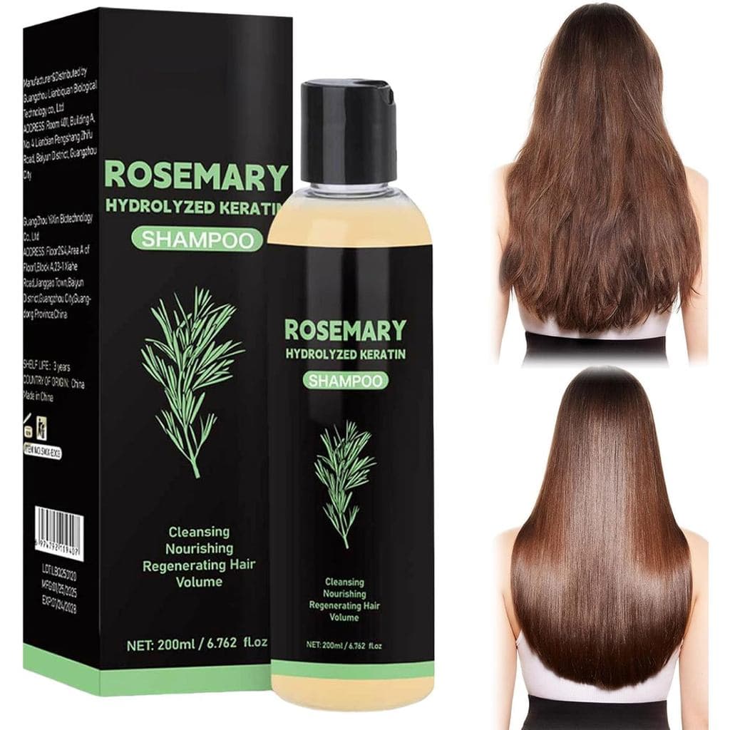 Shampoo de Alecrim para Espessamento e Crescimento do Cabelo, Shampoo de Queratina Hidrolisada para Fortalecimento e Rep