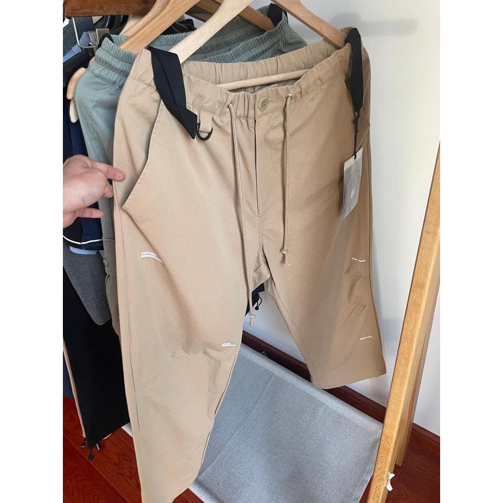 Série Cinto Preto!Pequena quantidade Boutique cintura média versão solta masculina reta solta calças casuais macacão est