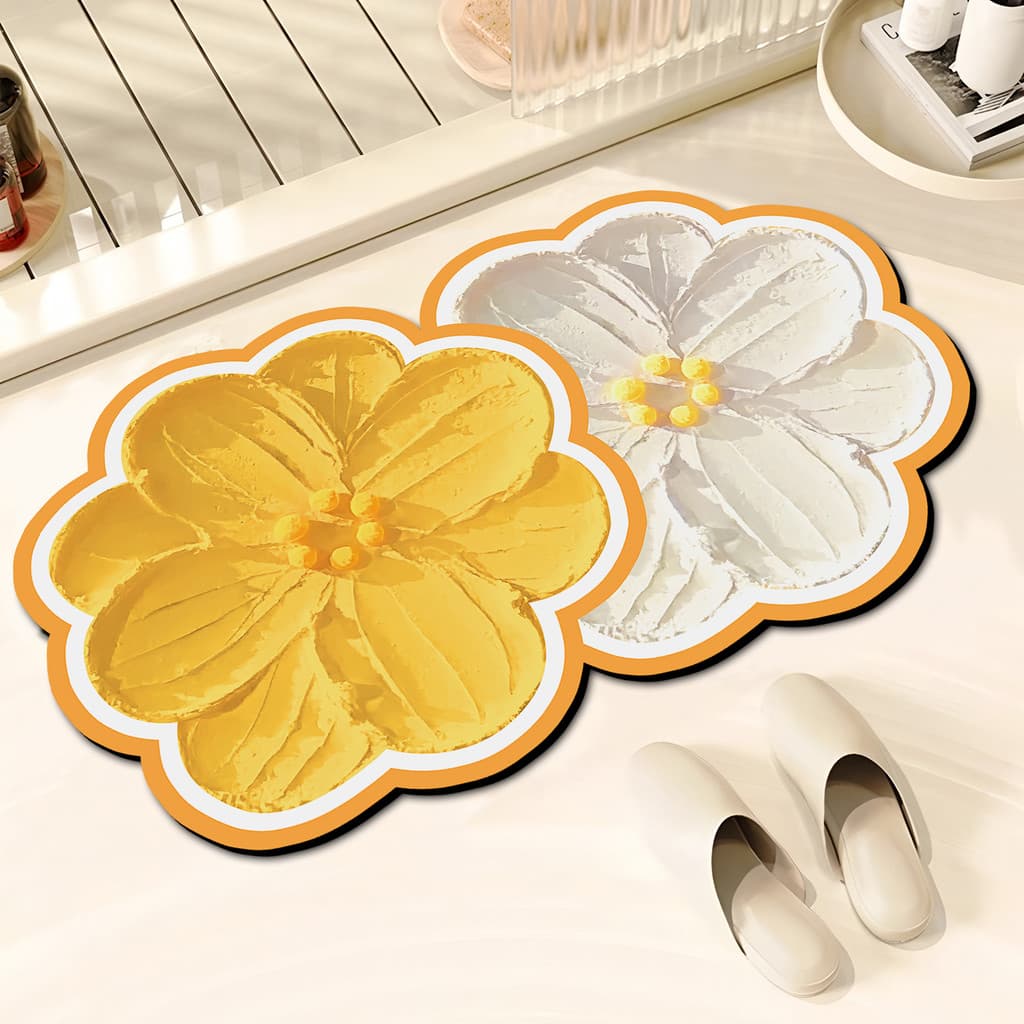 Tapete de chão de banheiro com flores em formato especial, porta de vaso sanitário, absorção de água, antiderrapante, es