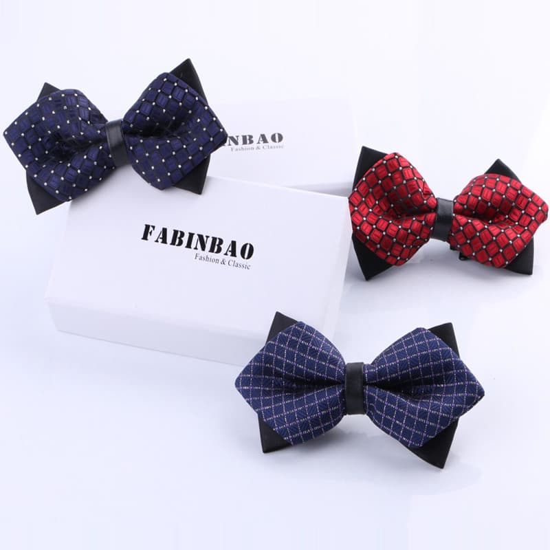 Gravata borboleta britânica masculina, camada dupla, roupa Formal de negócios, gravata borboleta, noivo, casamento, padr