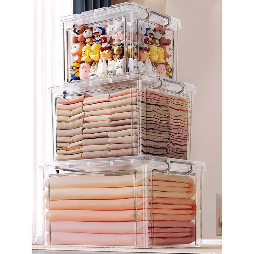 Japão engrossado grande capacidade caixa de armazenamento transparente de grandes dimensões guarda-roupa doméstico roupa