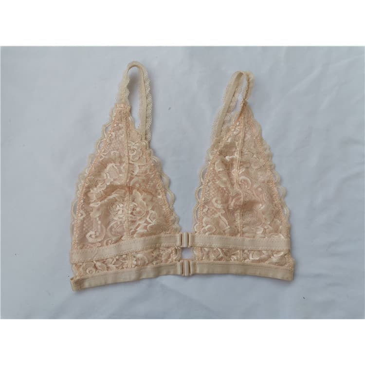 D33-21 fivela frontal doméstica estilo fino menina francesa triângulo copo bralette renda verão linda reunião traseira t
