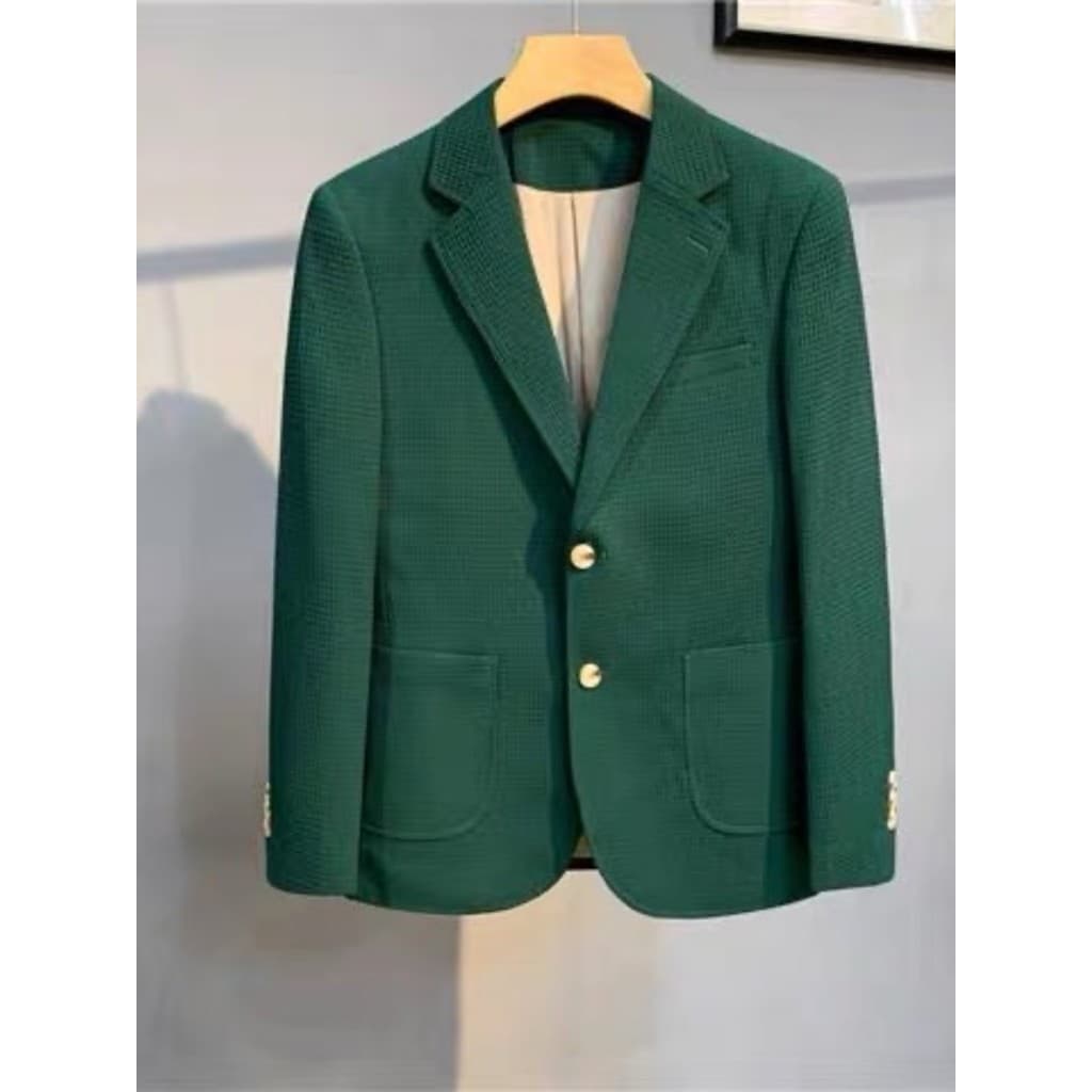 Waffle Blazer masculino Casual rufião bonito Street Wear High-End sentimento único ocidental fino-ajuste estilo britânic