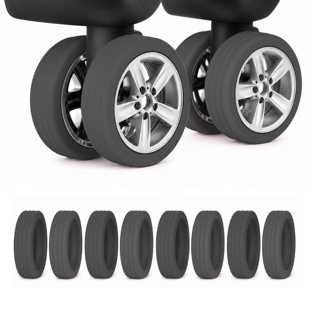 Protetor De Rodinha De Mala Em Silicone Preto Para Rodas Duplas Pacote Com 8 Pe莽as Refor莽ado