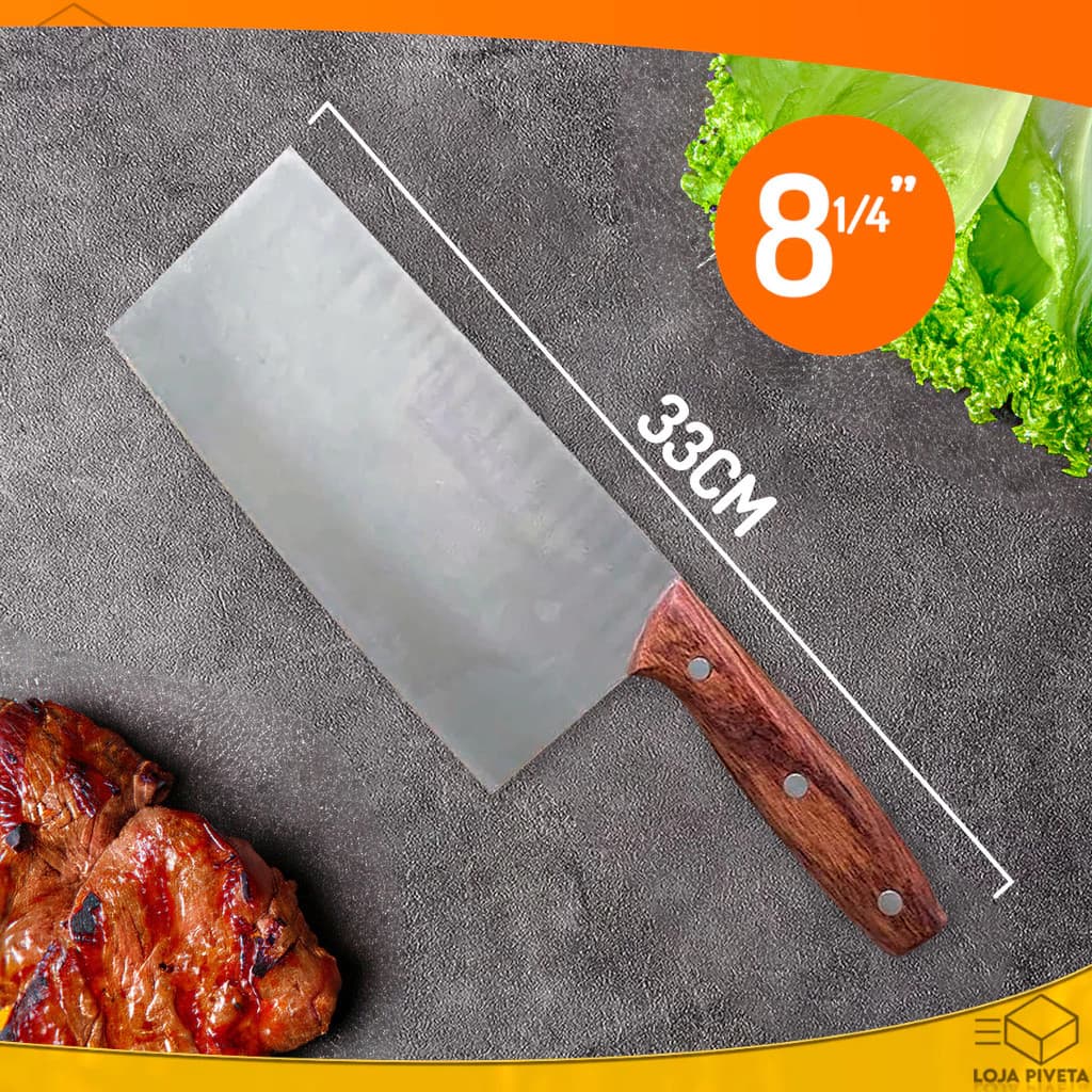 Cutelo Profissional Aço Manganês Cabo Madeira - Tam. 8 1/4" Polegadas