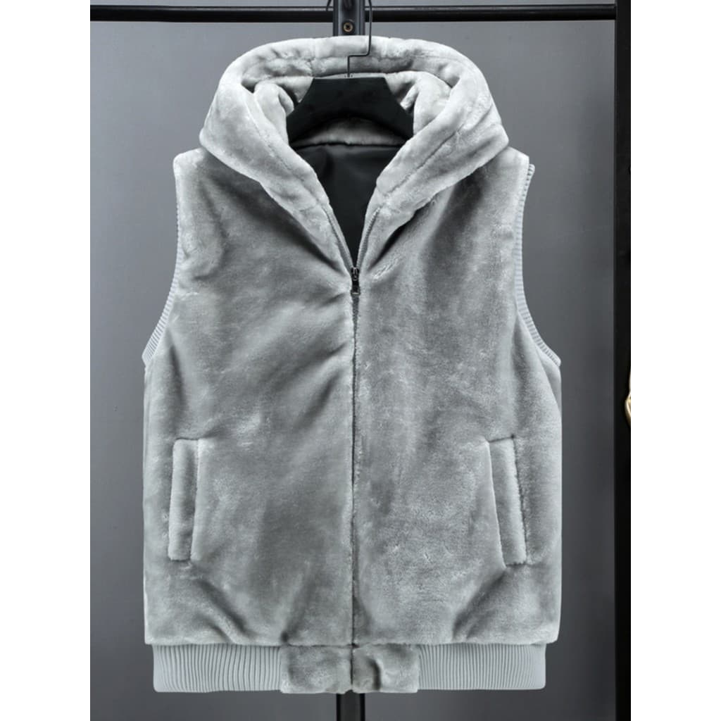 Outono inverno colete de pelúcia roupas masculinas pele sintética vison velo casal com capuz único quente na moda jaquet