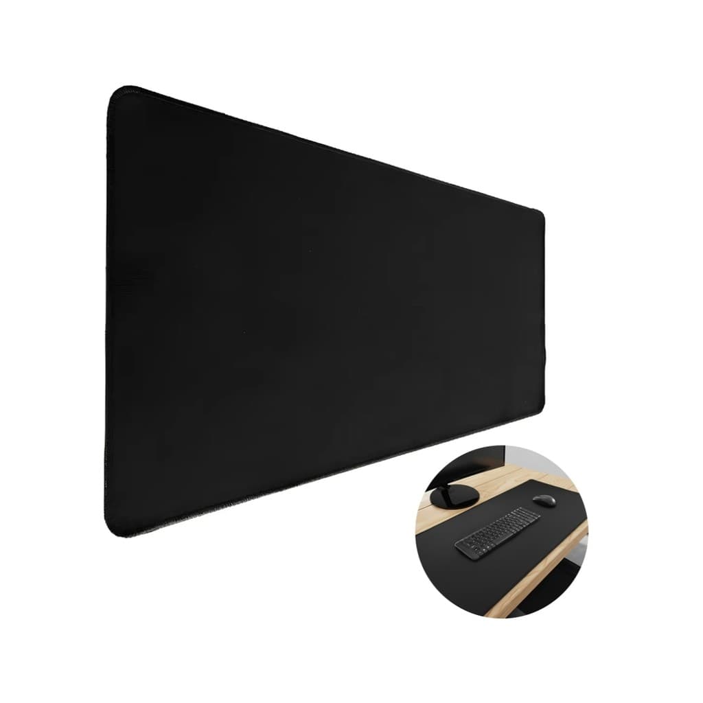 Mousepad Gamer Preto Liso 70x35cm Antiderrapante Deskpad Escritório Emborrachado