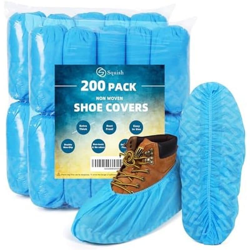 Squish 200 Pack Capas Para Sapatos Descartáveis Antiderrapantes E Pretas Botas De Tecido Não Ambientes Internos Bota Dur