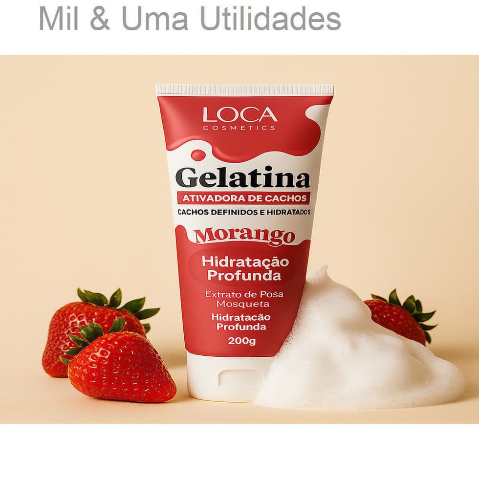 Gelatina Capilar de Morango 200g Bisnaga – Definição e Brilho | Loca Cosmetics