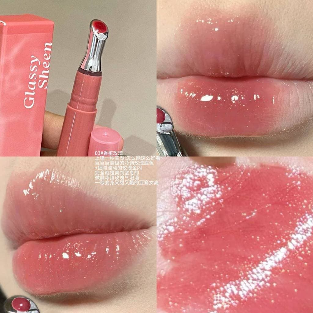 Sensação Visual da menina coreana ~ água brilhante Toot lábio luz rosto brilho labial transparente vermelho hidratante O