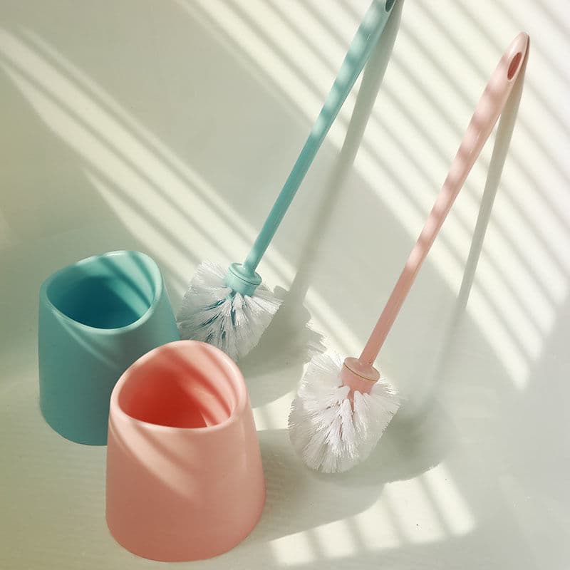 Escova de vaso sanitário doméstica, sem canto morto, ferramenta útil de limpeza, conjunto de duas peças com Base, escova