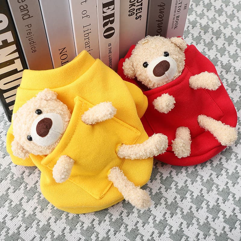 Novo estilo cão bonito urso moletom primavera outono estilo Teddy verão York pequeno cão animal de estimação inverno vel