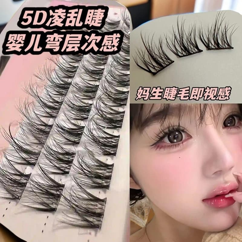 8D bebê curvado vison cabelo preguiçoso trilogia cílios postiços simulação Natural único cluster fino preto haste estilo