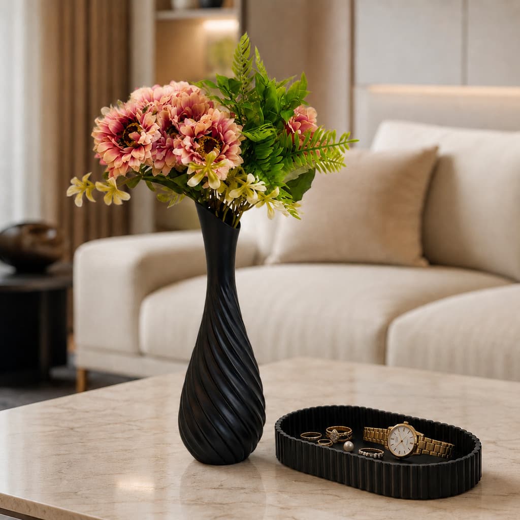 Vaso decorativo com bandeja  moderna P/ Decoração Sala Casa Mesa Rack  quarto  Trabalho ambientes