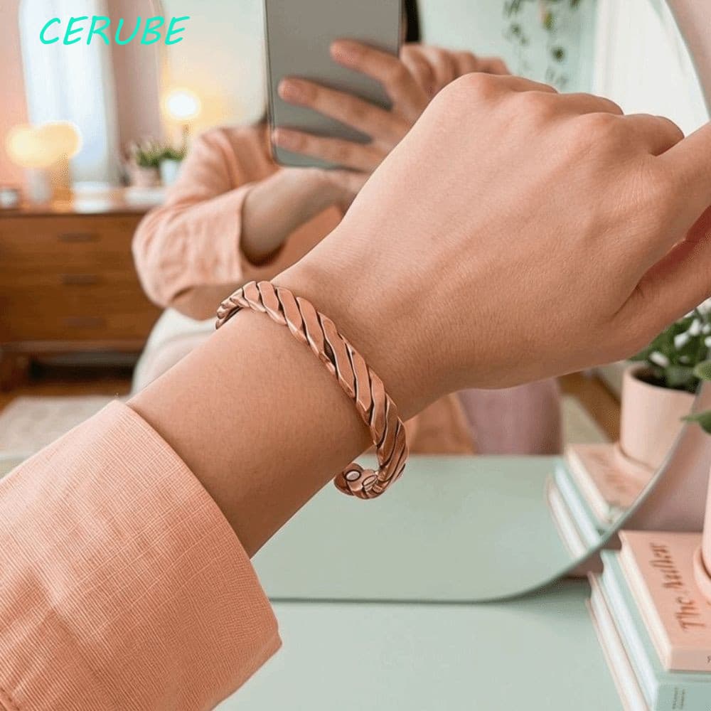 Pulseira De Abertura CERUBE , Liga De Cobre Torcida Vintage Ajustável