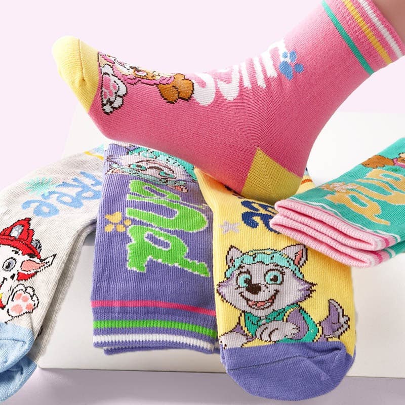 kit 5 Pares Meia Bebê Feminina  Patrulha Canina