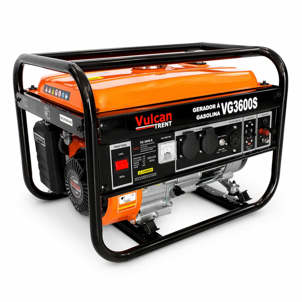 Gerador Portátil Gasolina Bivolt 2900W 212cc 7HP Para Casa Sítio Vulcan