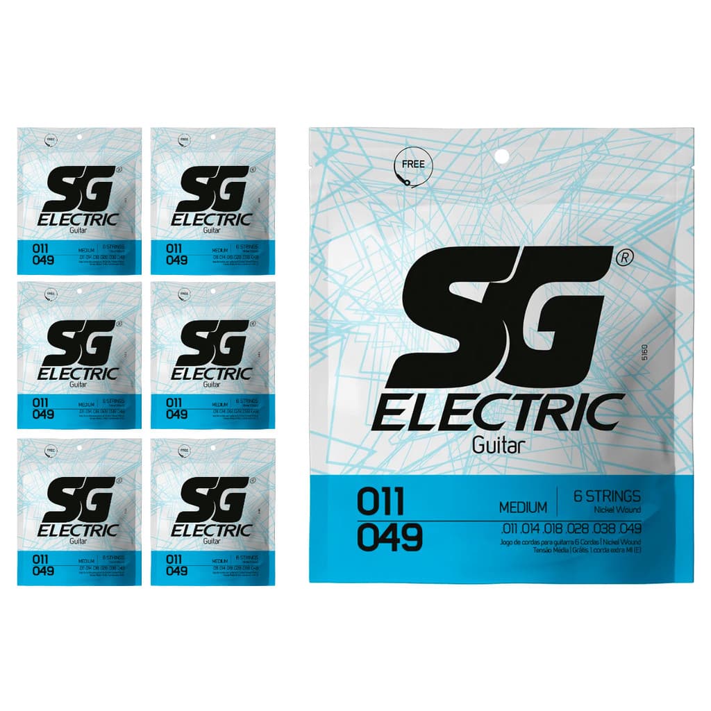 Kit 7 Encordoamento P/Guitarra 011  Média SG