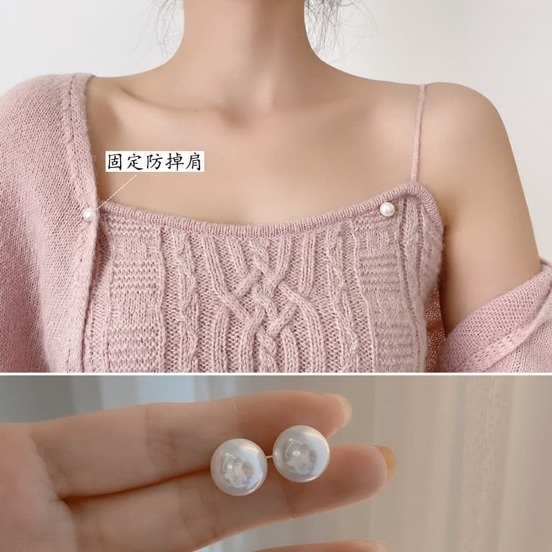 Roupas invisível botão escondido Anti-reflexo ferramenta útil grande decote em V simples pérola Cardigan botão de malha
