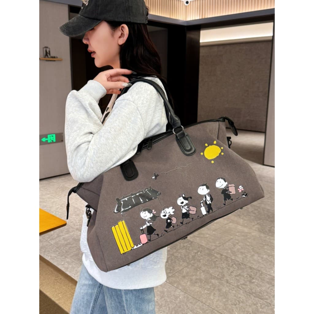 Bolsa de viagem à prova d'água, bolsa feminina portátil para embalagem de roupas, bolsa de viagem de lona da moda, Fitne