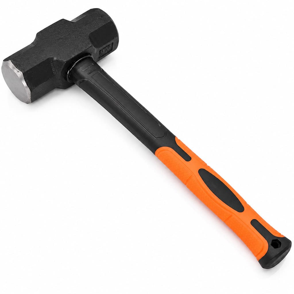 Marreta De Aço Forjado 1Kg Cabo Fibra Emborrachado Quadrada Cabo Grande
