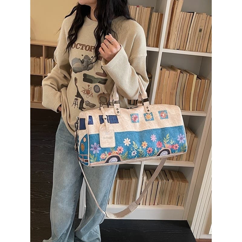 Estilo japonês coreano na moda Graffiti saco de viagem feminino grande capacidade saco de ginásio bolsa masculina Casual